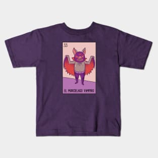 El Murciélago Vampiro // Mexican Luchador Vampire Bat Loteria Card Kids T-Shirt